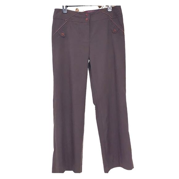 Ravvan (Italian Luxury) Chocolate Pant Satin Trim Sz 8 (US) or 42 (Italian Sz) - Picture 1 of 5